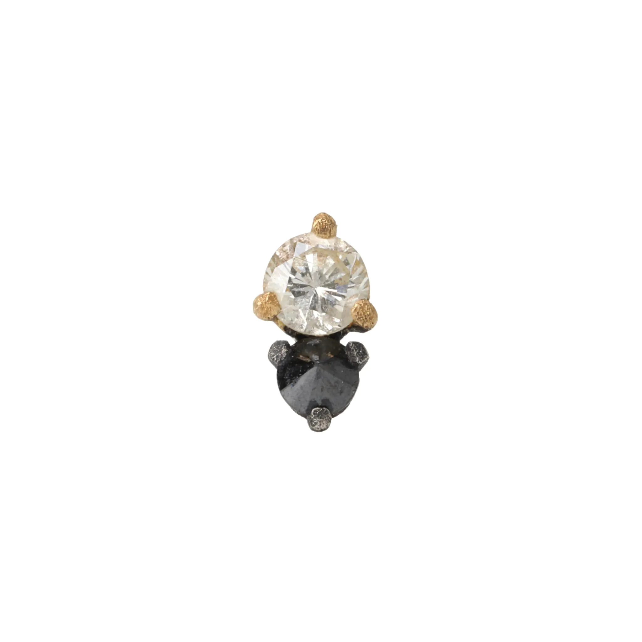 Single - Mixed Metal Champagne & Black Double Diamond Stud